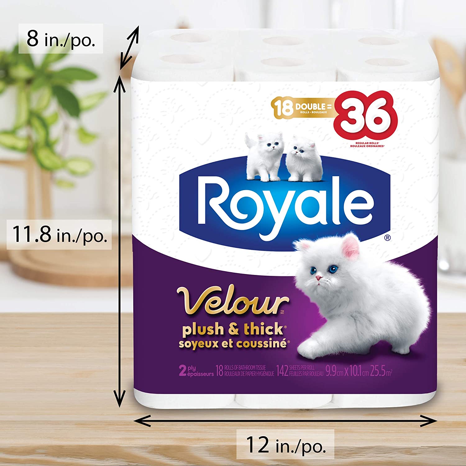 Papier hygiénique Royale Velour 18DR=36R 2 plis 142S (18 rouleaux)