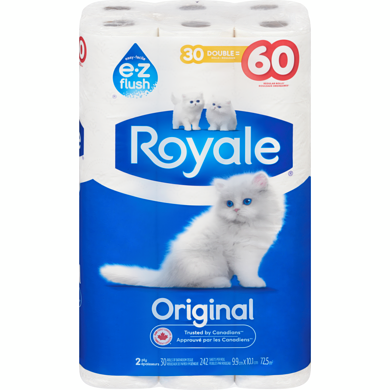 Royale Velour Bathroom Tissue 30DR=60R 2Ply 142S (30Rolls)