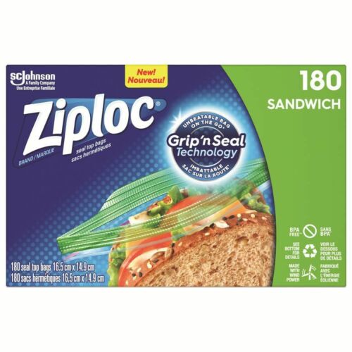 Ziploc 品牌袋装三明治超值装（180 支）